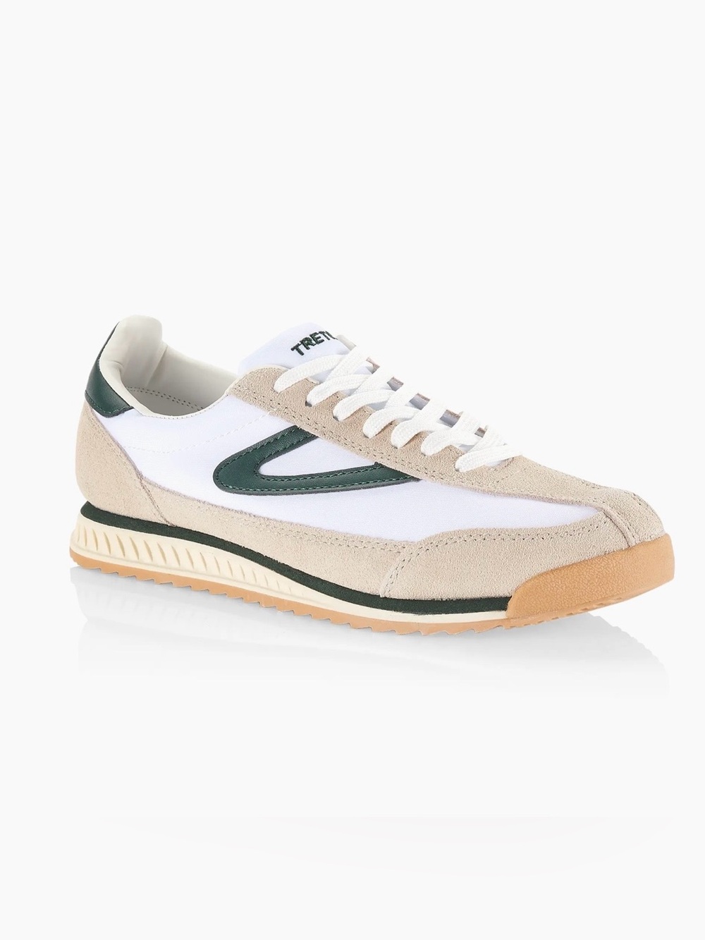 Tretorn Low-Profile Sneakers in White, Beige & Green